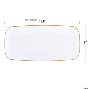Organic White Gold Rim Tray Rectangle 1.6″