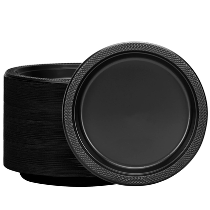 *BUY BULK* Hanna K. Signature 10" Black Plastic Plates