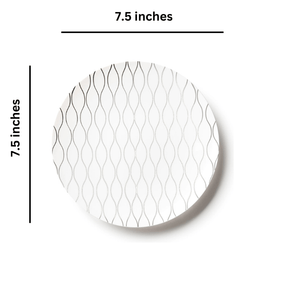 Whisk Collection 7.5" White & Silver Plastic Appetizer/Dessert Plates