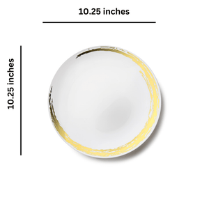 Whisk Collection 10.25" White & Gold Plastic Dinner Plates