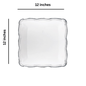 Aristocrat Collection 12” x 12” White & Silver Square Serving Trays