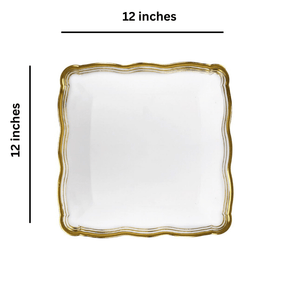 Aristocrat Collection 12” x 12” White & Gold Square Serving Trays