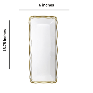 Aristocrat Collection 13.75"x6" White & Gold Narrow Serving Trays