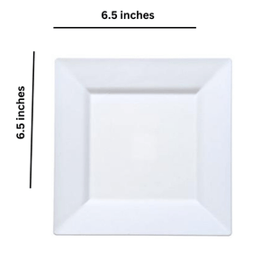White Square Plastic Dinner Plates 6.5"