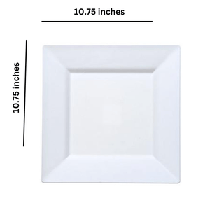 White Square Plastic Dinner Plates 10.75"