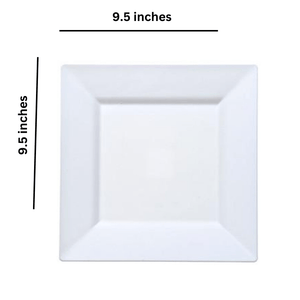 White Square Plastic Dinner Plates 9.5"