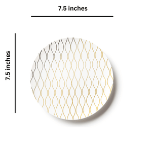 Whisk Collection 7.5" White & Gold Plastic Appetizer/Dessert Plates