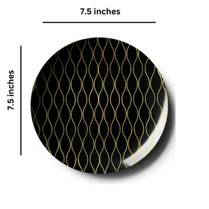 Whisk Collection 7.5" Black & Gold Plastic Appetizer/Dessert Plates