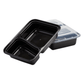 *WHOLESALE* 30oz Black Rectangular 2 Compartment Containers w/ lids | 150ct/Case