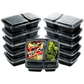 *WHOLESALE* 30oz Black Rectangular 2 Compartment Containers w/ lids | 150ct/Case