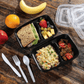 *WHOLESALE* 30oz Black Rectangular 2 Compartment Containers w/ lids | 150ct/Case