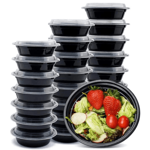 *WHOLESALE* 16oz Black Meal Prep/ Bento Box Container with Clear Lid |150ct/Case
