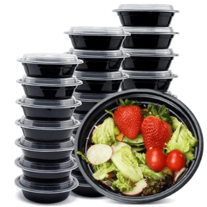 *WHOLESALE* 48oz Black Meal Prep/ Bento Box Container with Clear Lid | 150ct/Case