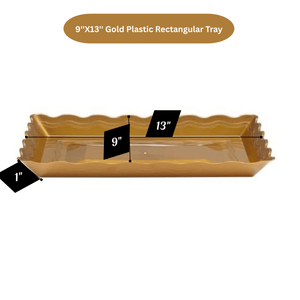 9''X13'' Gold Plastic Rectangular Tray