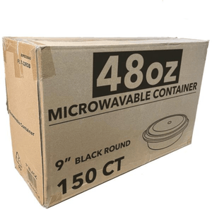 *WHOLESALE* 48oz Black Meal Prep/ Bento Box Container with Clear Lid | 150ct/Case