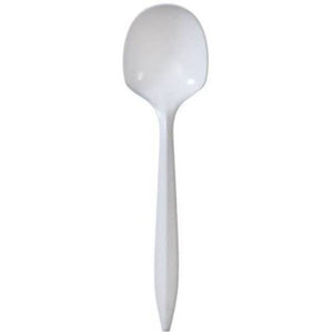 *BUY BULK* Plastic Cutlery Soup Spoons Medium Weight Disposable White