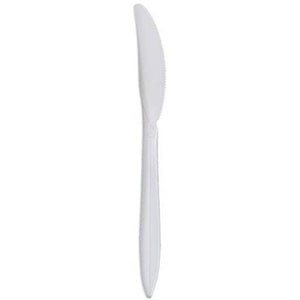 *BUY BULK* Plastic Cutlery, Knives Medium Weight Disposable White
