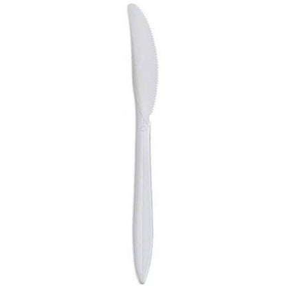 *BUY BULK* Plastic Cutlery, Knives Medium Weight Disposable White