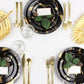 *BUY BULK* Gold Stroke Black s Disposable Plastic Dinner Tableware COMBO Set
