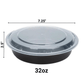 *WHOLESALE* 32oz Black Meal Prep/ Bento Box Container with Clear Lid | 150ct/Case