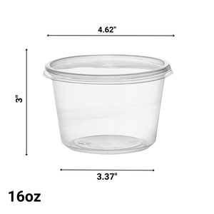 16oz Lightweight Clear Plastic Round Deli Container with Lids