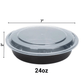 *WHOLESALE* 24oz Black Meal Prep/ Bento Box Round Container with Clear Lid | 150ct/Case