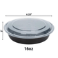 *WHOLESALE* 16oz Black Meal Prep/ Bento Box Container with Clear Lid |150ct/Case