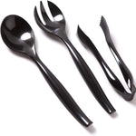 Plastic Serving Utensils,Heavy Duty Black Disposable, 3-Piece Each-in-One, Set 9-Piece Serverware Vezee 9 Piece