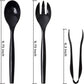 Plastic Serving Utensils,Heavy Duty Black Disposable, 3-Piece Each-in-One, Set 9-Piece
