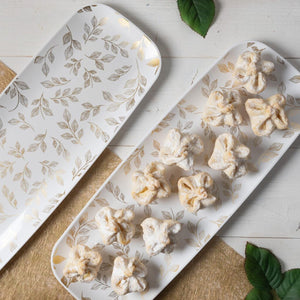 Organic Leave White Tray Rectangle 17.5″