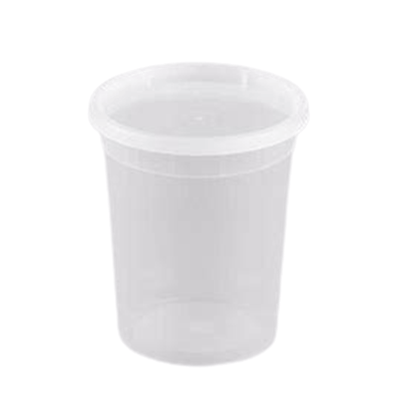 32oz Lightweight Clear Plastic Round Deli Container with Lids