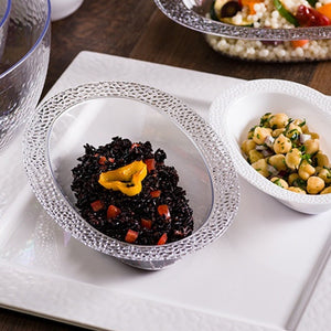 Pebbled Clear Plastic Oval Serving Bowl 32 oz