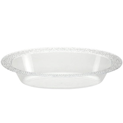 Pebbled Clear Plastic Oval Serving Bowl 48 oz