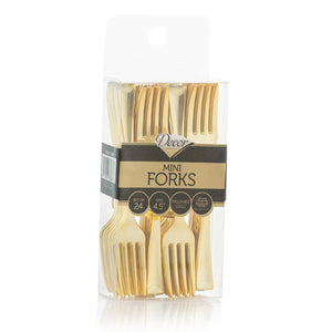 Gold Mini Plastic Forks 4.5"