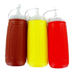 Picnic Table Dispenser Ketchup and Mustard Squeeze 3 Bottles Set 12oz