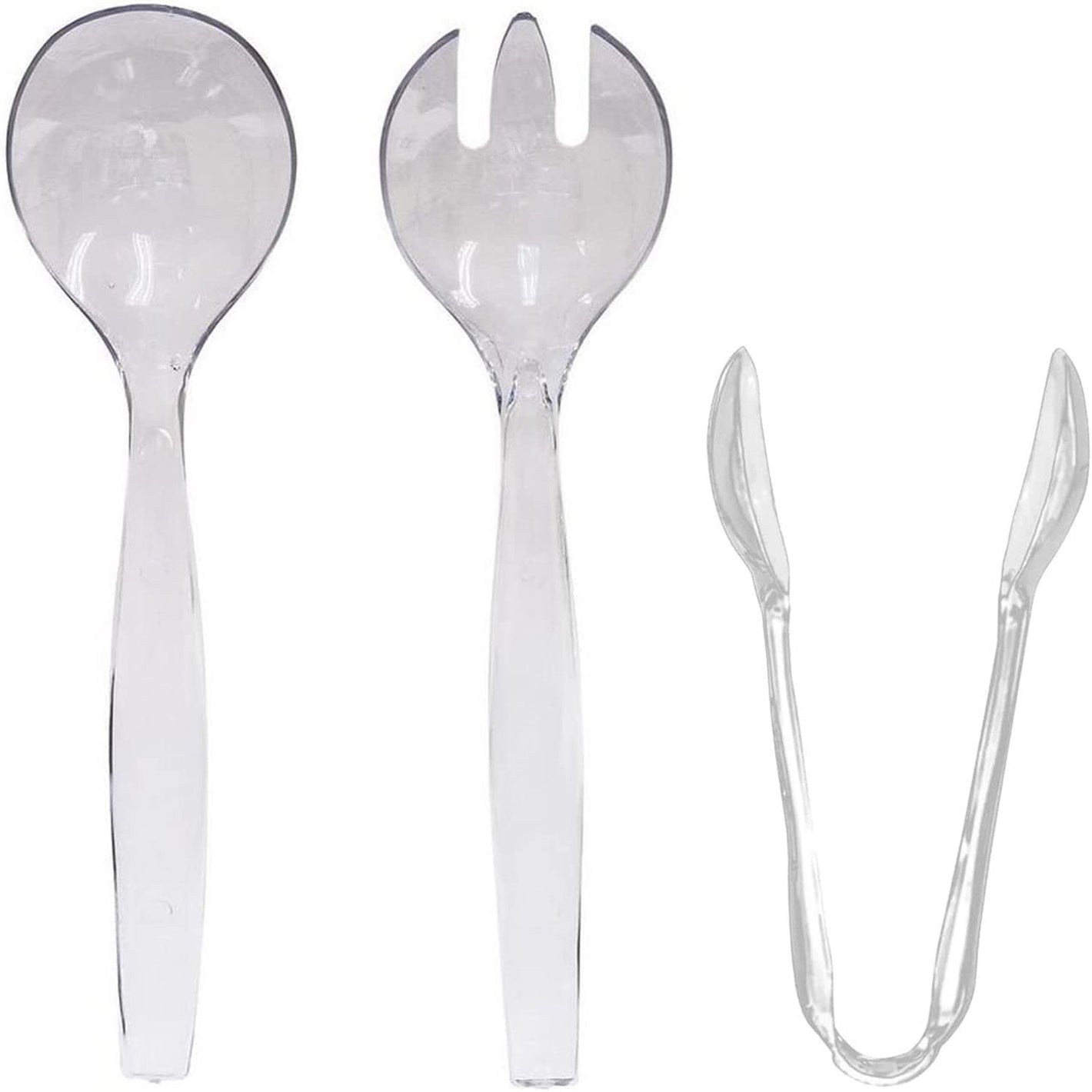 Plastic Serving Utensils, Heavy Duty Clear Disposable Utensils, Set of 3 Each in One, 9 Pieces Serverware Vezee 9 Piece