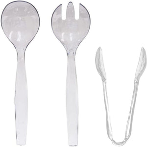 Plastic Serving Utensils, Heavy Duty Clear Disposable Utensils, Set of 3 Each in One, 9 Pieces Serverware Vezee 9 Piece