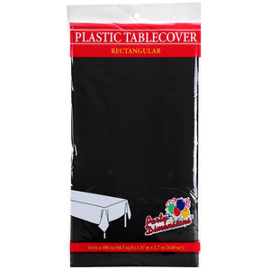 Tablecover Plastic Black Rectangular 54'' X 108''