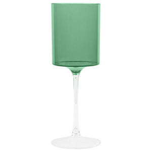 Two Tone 9 Oz Green/Clear Plastic Wine Goblets