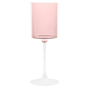 Two Tone 9 Oz Pink/Clear Plastic Wine Goblets