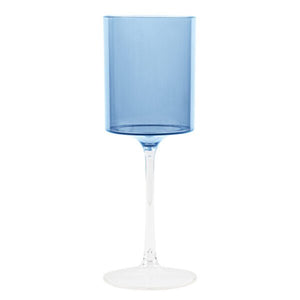 Two Tone 9 Oz Blue/Clear Plastic Wine Goblets