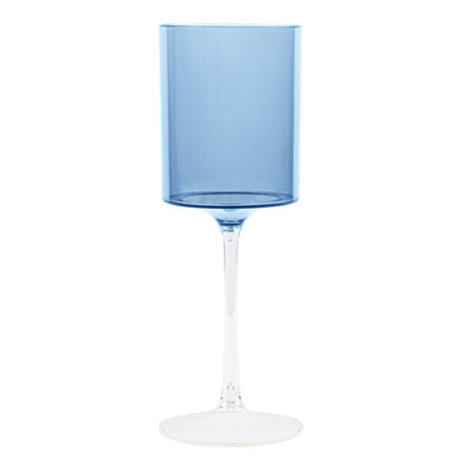 Two Tone 9 Oz Blue/Clear Plastic Wine Goblets