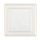The Edge Collection 7.75" Clear with Gold Rim Square Plastic Plates