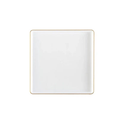 The Edge Collection 7.75" Clear with Gold Rim Square Plastic Plates