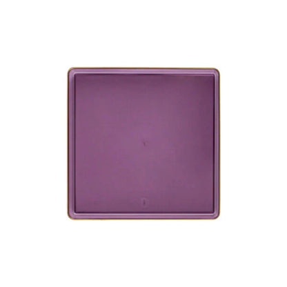 The Edge Collection 7.75" Transparent Purple with Gold Rim Square Plastic Plates