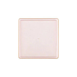 The Edge Collection 7.75" Transparent  Pink with Gold Rim Square Plastic Plates