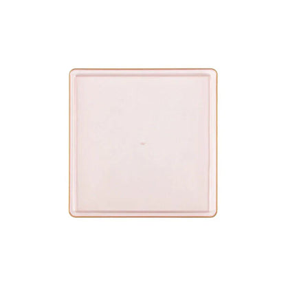 The Edge Collection 7.75" Transparent  Pink with Gold Rim Square Plastic Plates