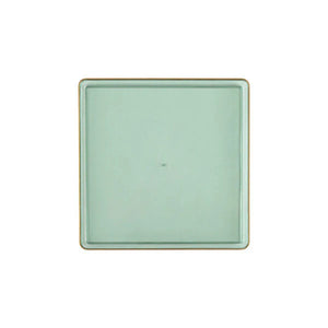 The Edge Collection 7.75" Transparent Green with Gold Rim Square Plastic Plates