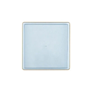 The Edge Collection 7.75" Transparent Blue with Gold Rim Square Plastic Plates