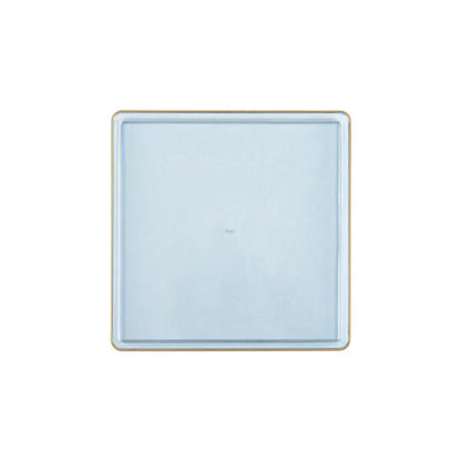 The Edge Collection 7.75" Transparent Blue with Gold Rim Square Plastic Plates